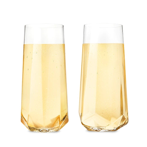 Seneca™ Faceted Stemless Crystal Champagne Flutes