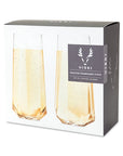 Seneca™ Faceted Stemless Crystal Champagne Flutes