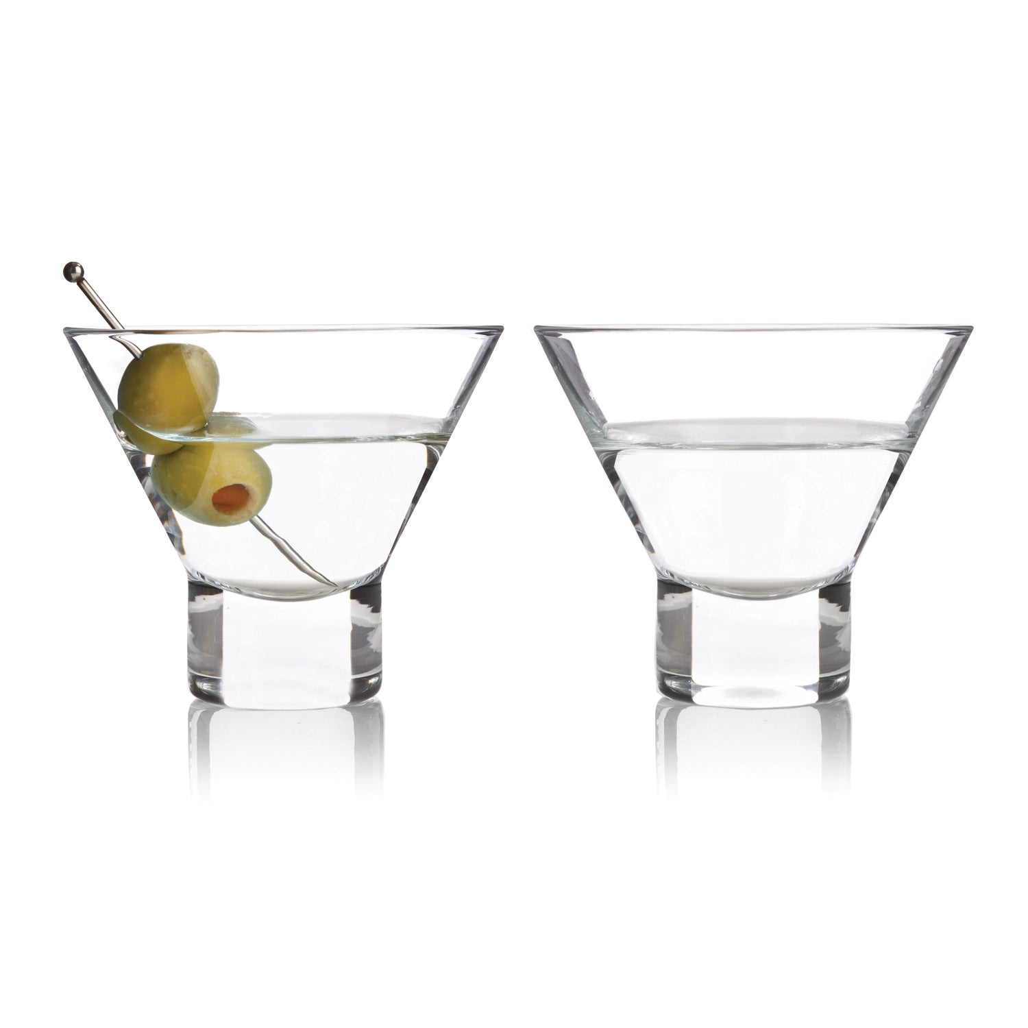 Raye™ Heavy-Base Stemless Crystal Martini Glasses - Set of 2