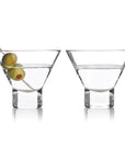 Raye™ Heavy-Base Stemless Crystal Martini Glasses - Set of 2