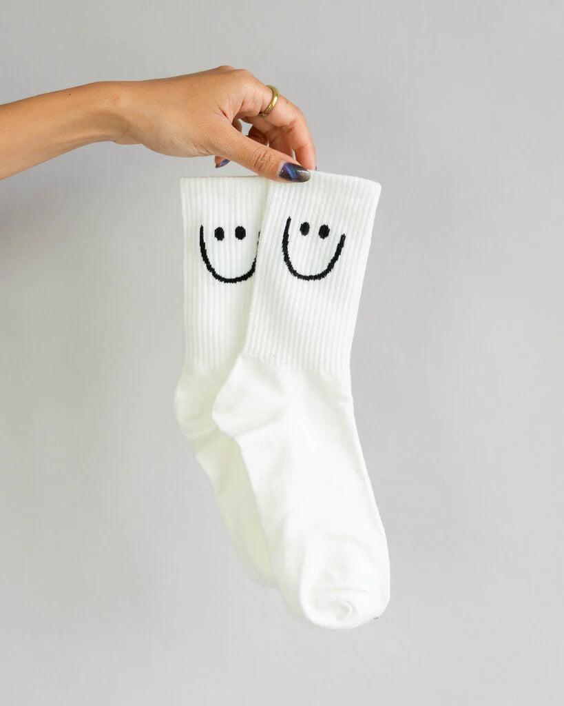 Smiley Face Socks - White Best-Selling Happy Feet Socks