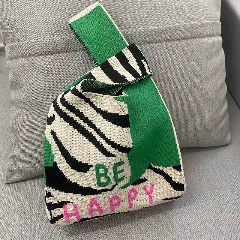 Be Happy Knit Color Block Handbag