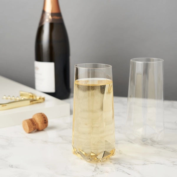 Seneca™ Faceted Stemless Crystal Champagne Flutes