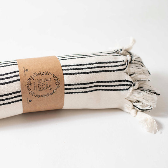 Turkish Bath Towel Black Stripe