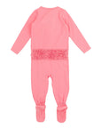 Baby Girls Bubblegum Pink Modal Footed Ruffle One Piece Pajama | 0-3 M