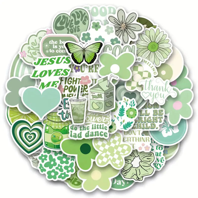 GREEN Waterproof Stickers set