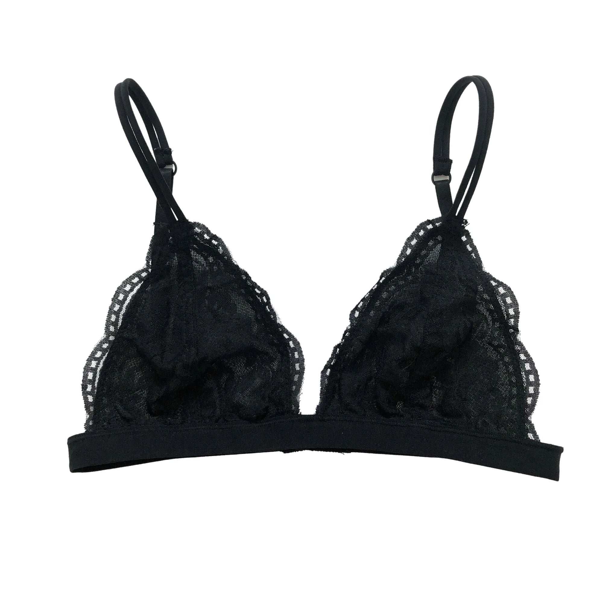 Black Triangle Floral Lace Bralette