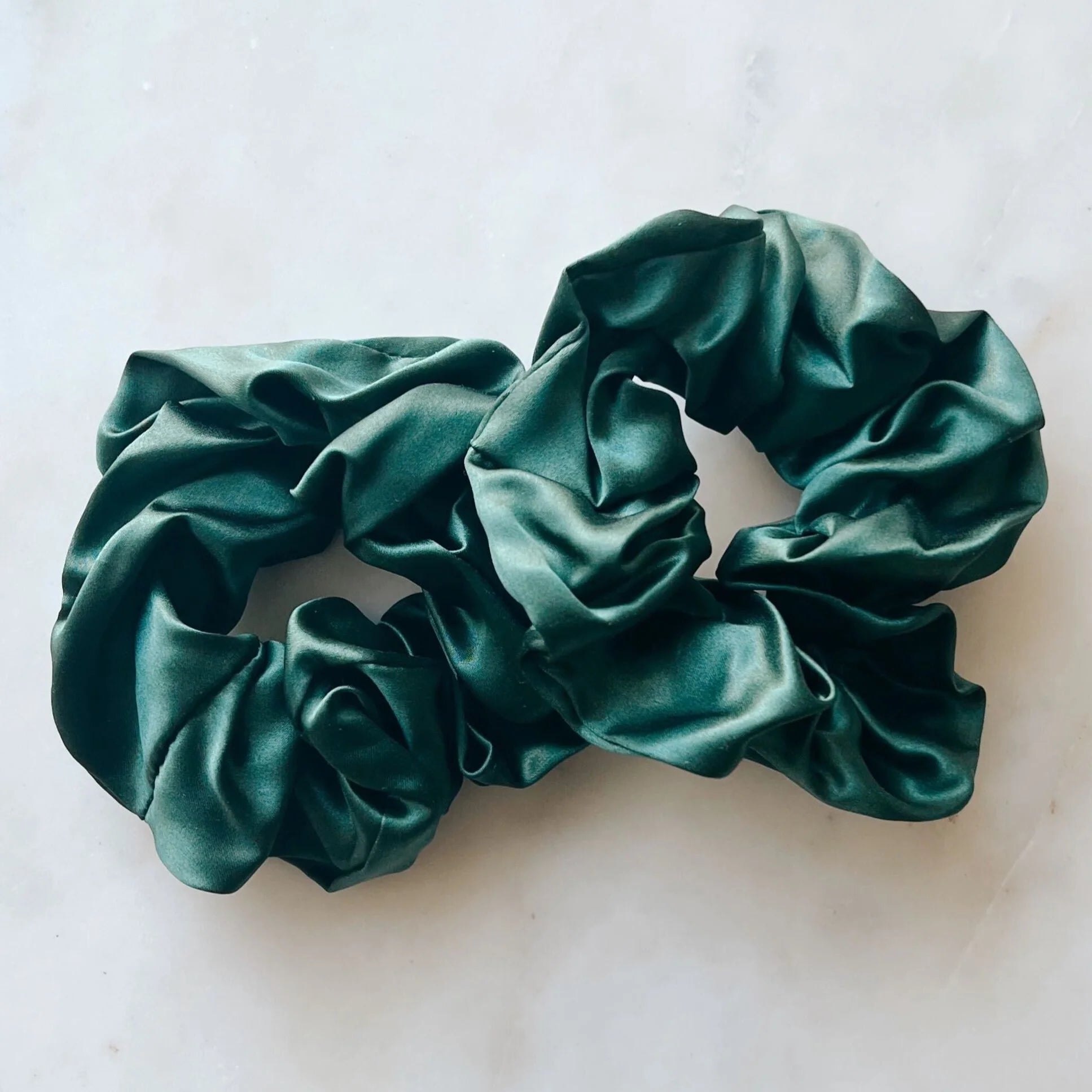 Dark Green Thick Silk Scrunchies