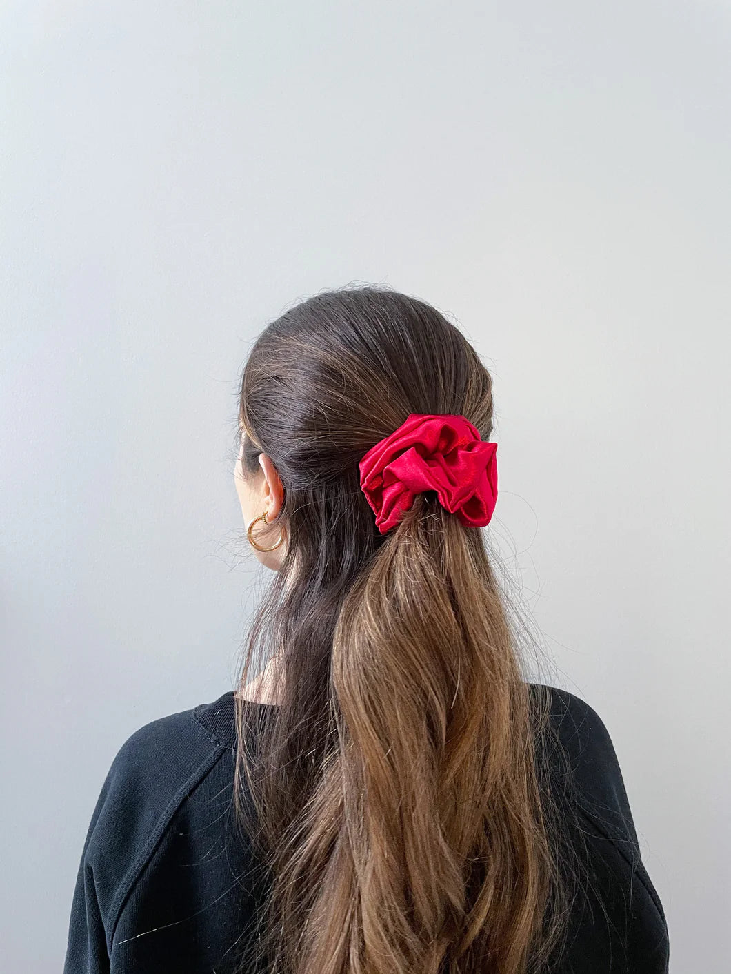 red satin scrunchie