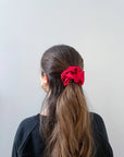 red satin scrunchie