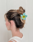 Blue Hawaiian Flower Hair Clips