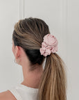 Pink Silk Rose Scrunchie