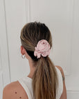 Pink Silk Rose Scrunchie