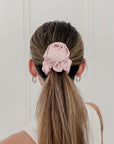 Pink Silk Rose Scrunchie