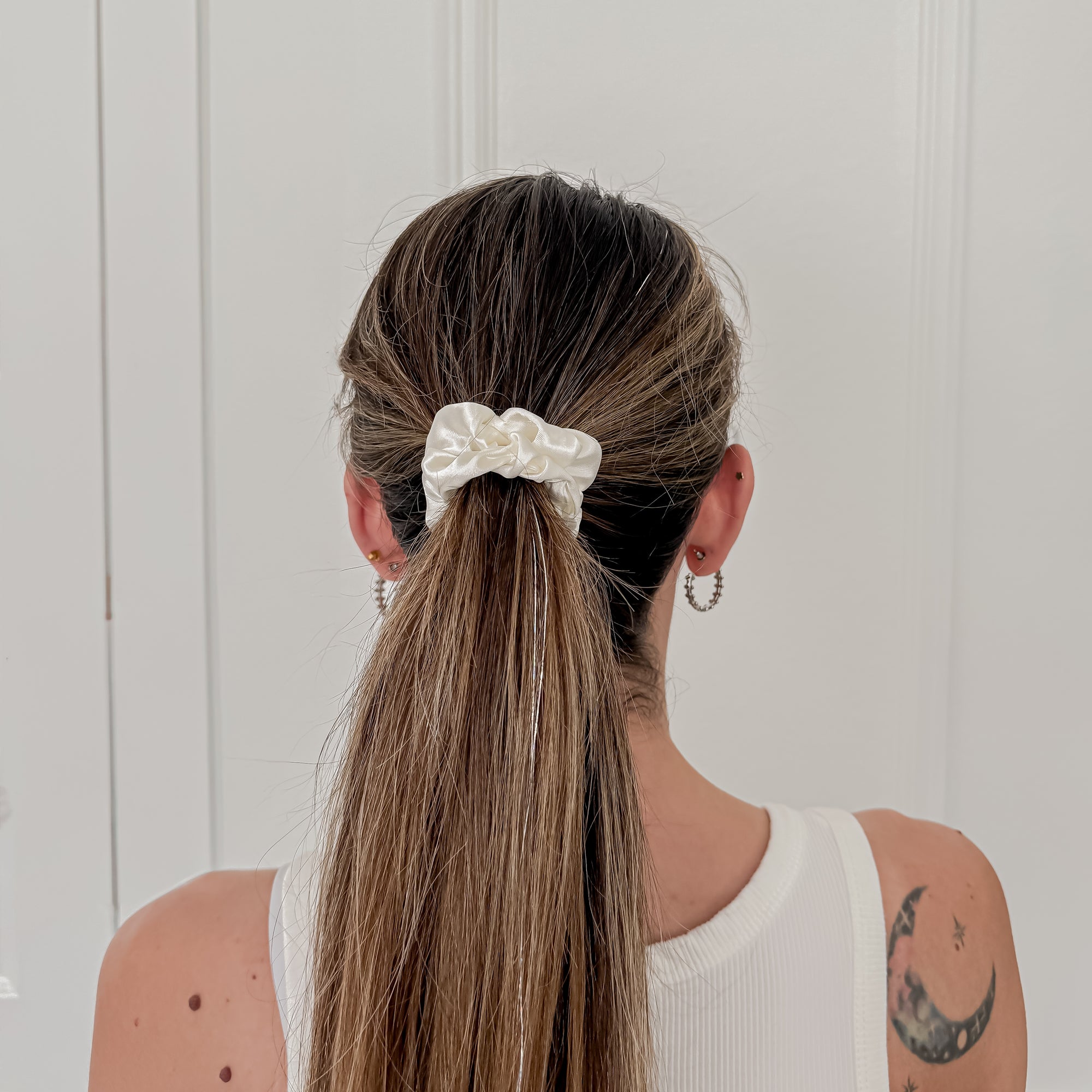 White Thick Silk Scrunchies