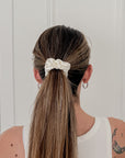 White Thick Silk Scrunchies