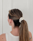 White Thick Silk Scrunchies