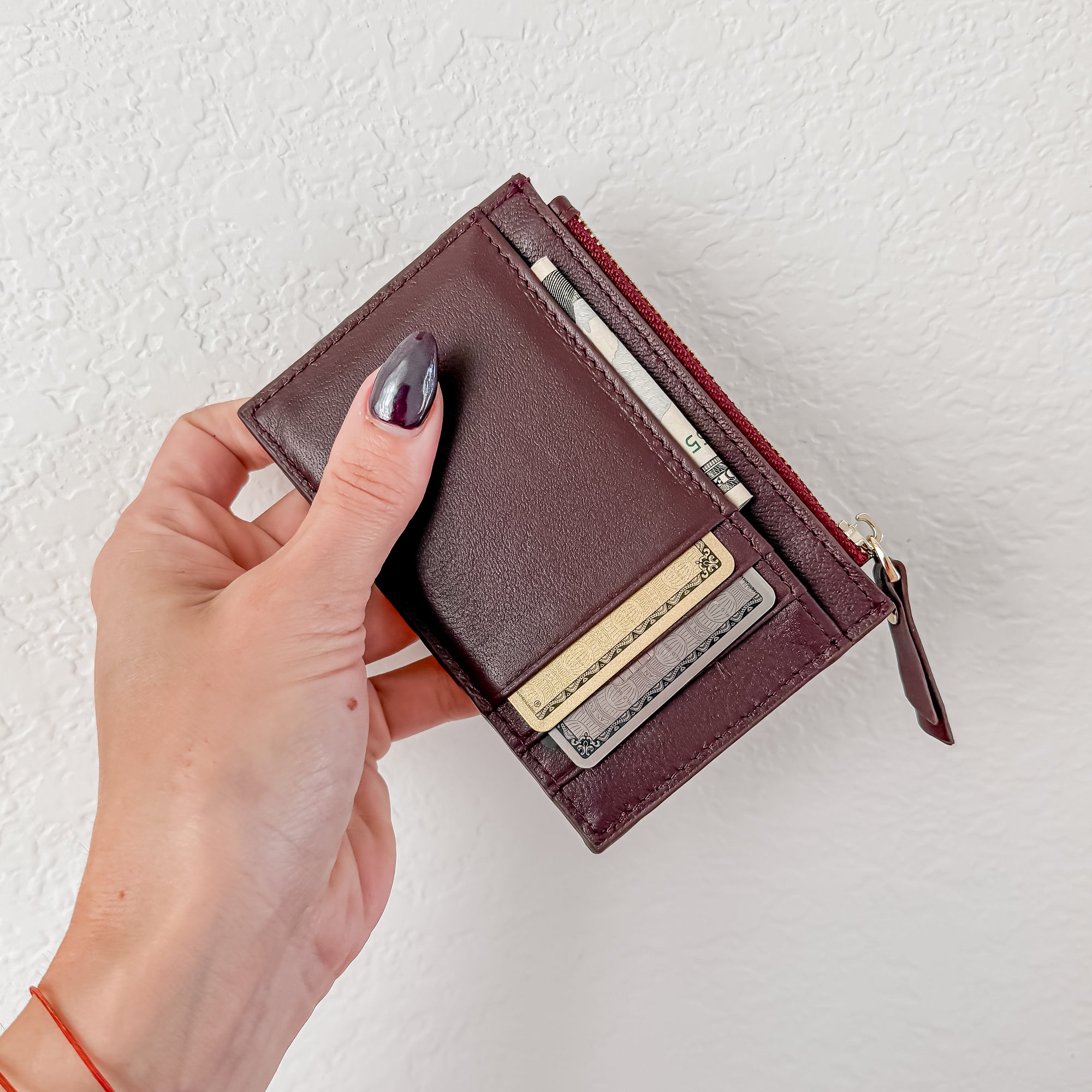 Burgundy Woven Coin Purse