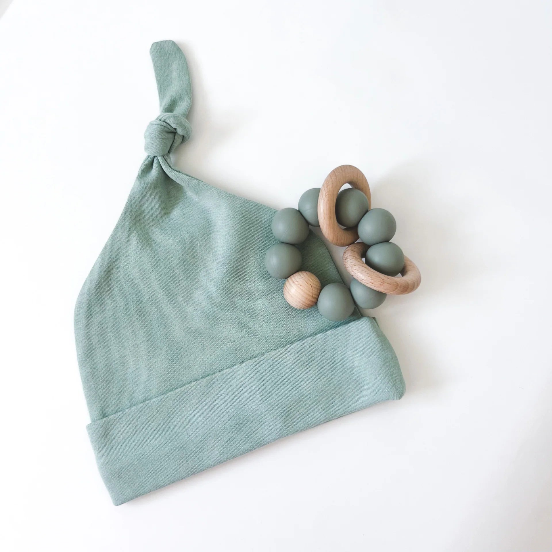 Green Topknot Cotton Hat