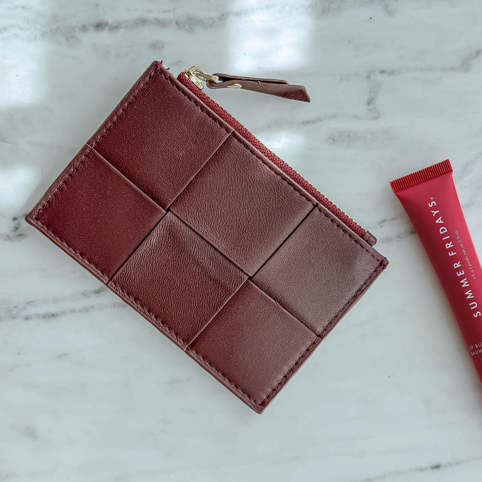 Burgundy Woven Coin Purse