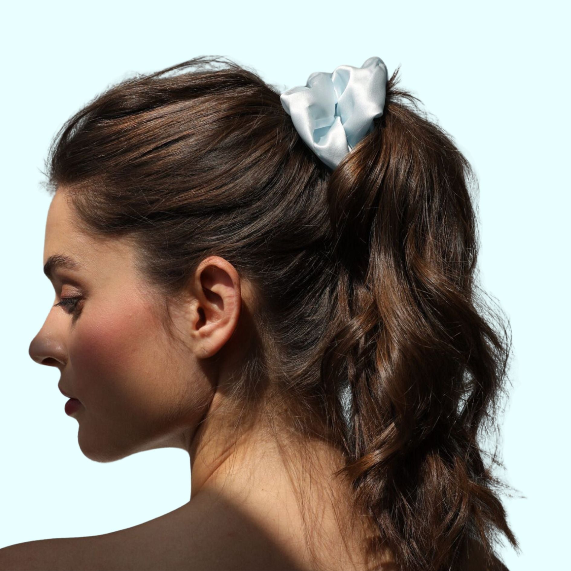 Blue Silk Scrunchie