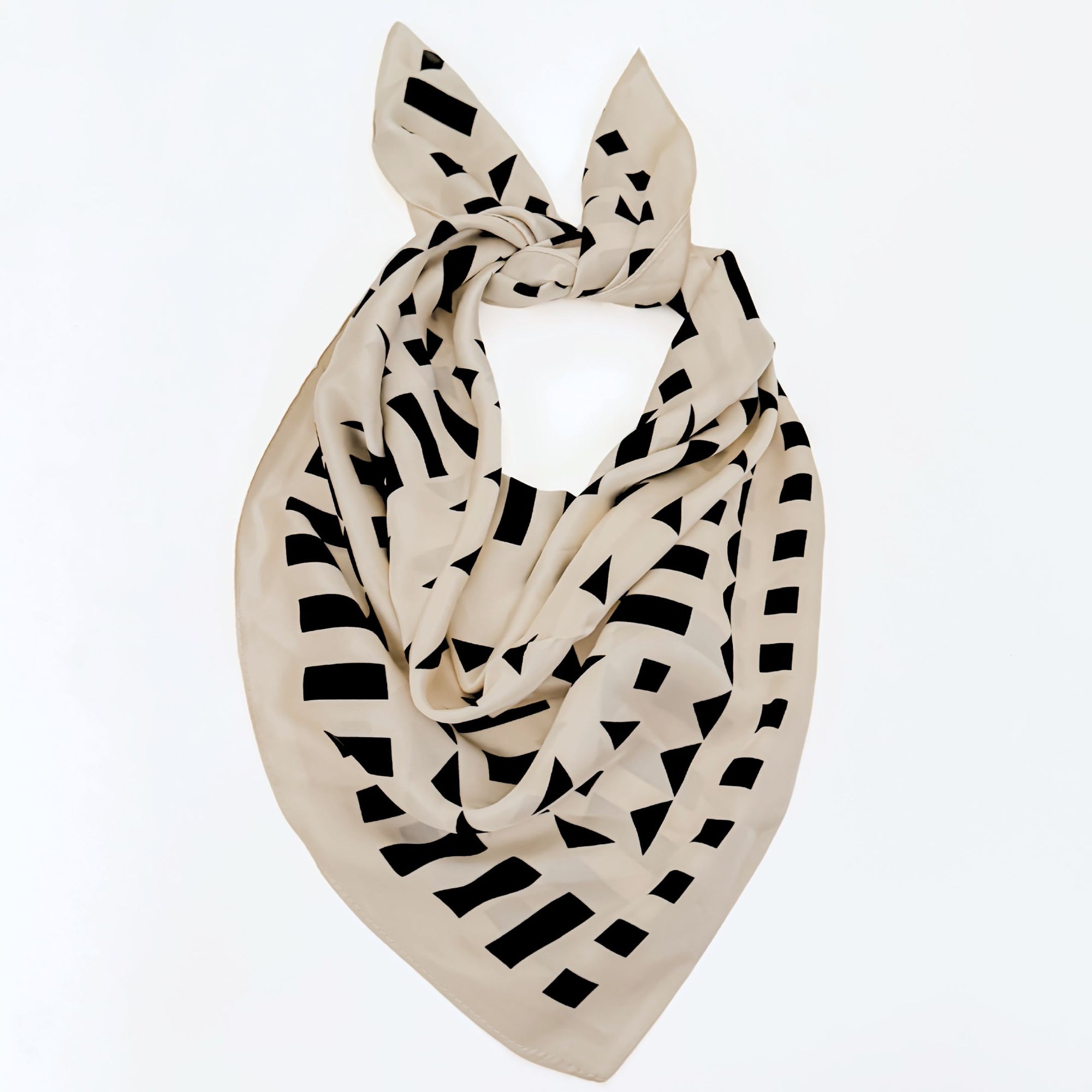 Beige and Black Silk Bandana