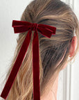 Velvet Maroon Bow Clip