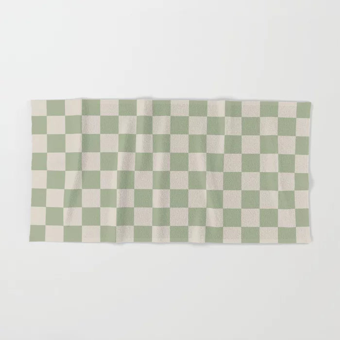 Sage Checkered Hand Towel