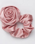 Pink Silk Rose Scrunchie - Luxurious Hair Accessory | Quaboxes