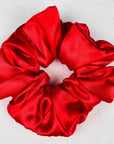 red satin scrunchie